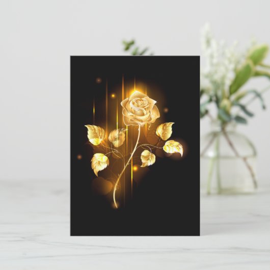 Gouden roos ( goud roos ) bedankkaart (Staand voorkant)