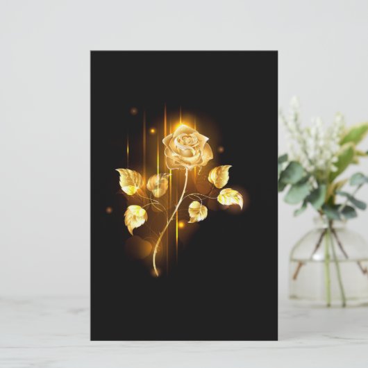 Gouden roos ( goud roos ) briefpapier (Staand voorkant)