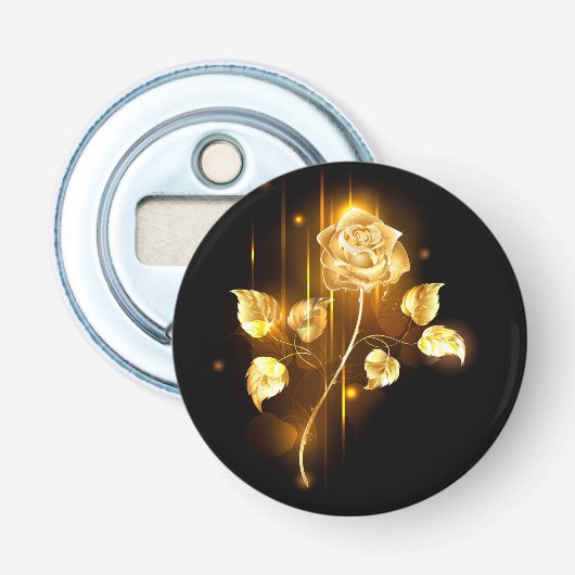 Gouden roos ( goud roos ) button flesopener (Voorkant)