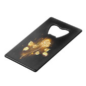 Gouden roos ( goud roos ) creditkaart flessenopener (Voorkant Gekanteld)