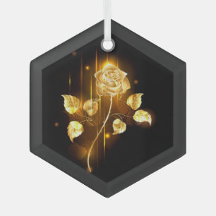 Gouden roos ( goud roos ) glas ornament