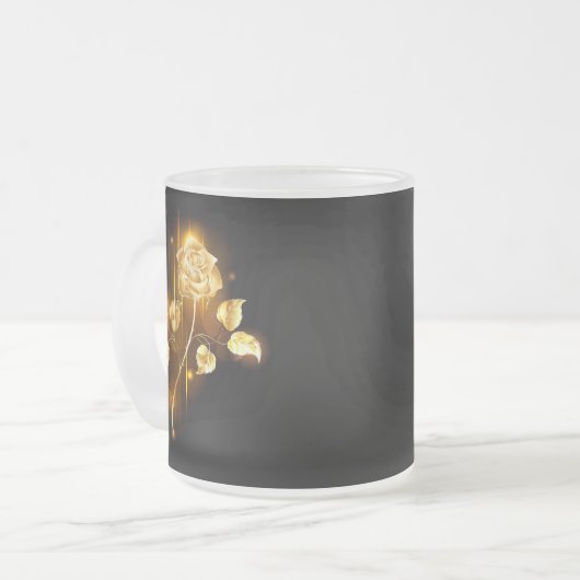 Gouden roos ( goud roos ) matglas koffiemok (Voorkant links)