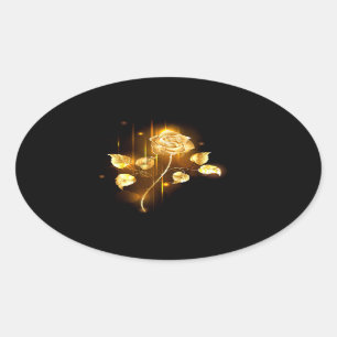 Gouden roos ( goud roos ) ovale sticker