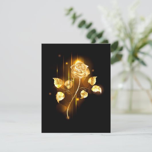 Gouden roos ( goud roos ) RSVP kaartje (Staand voorkant)