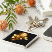 Gouden roos ( goud roos ) sleutelhanger (Zijkant)