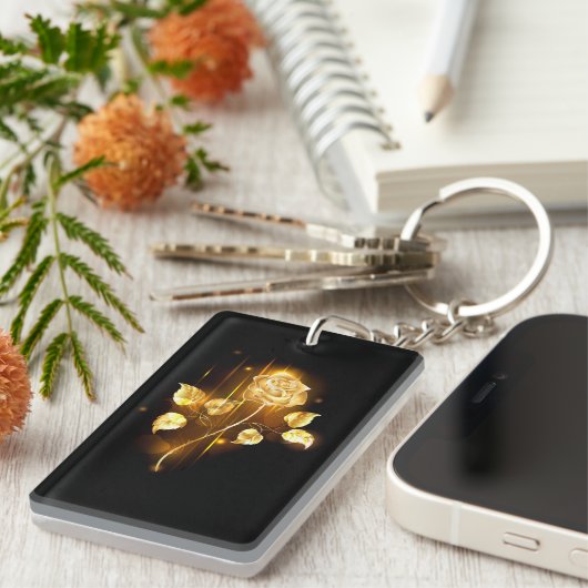 Gouden roos ( goud roos ) sleutelhanger (Voorkant Rechts)