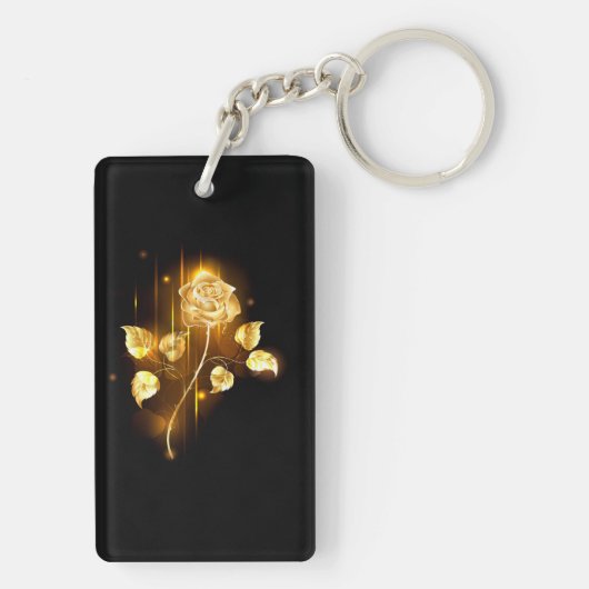 Gouden roos ( goud roos ) sleutelhanger (achterkant)