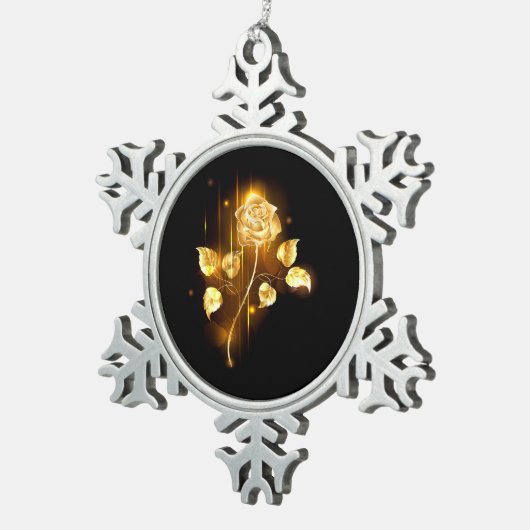 Gouden roos ( goud roos ) tin sneeuwvlok ornament (Rechts)