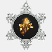 Gouden roos ( goud roos ) tin sneeuwvlok ornament (Voorkant)