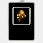 Gouden roos ( goud roos ) verzilverd omlijst ornament (Voorkant)