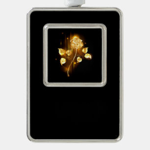 Gouden roos ( goud roos ) verzilverd omlijst ornament