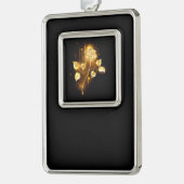 Gouden roos ( goud roos ) verzilverd omlijst ornament (Links)