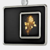 Gouden roos ( goud roos ) verzilverd omlijst ornament (Links)