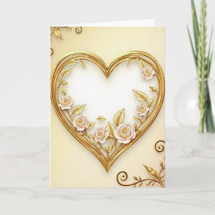 Gouden Roos Hart Liefde Kaart