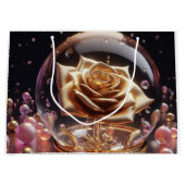 Gouden roos in een wereldbol groot cadeauzakje (Voorkant)