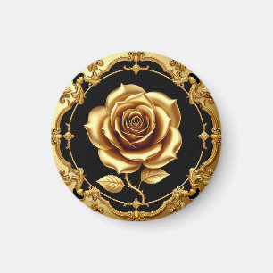 Gouden Roos Kunstwerk met Sierlijk Decoratie-eleme Magneet