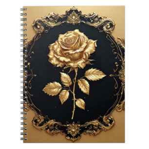 Gouden Roos Kunstwerk met Sierlijk Decoratie-eleme Notitieboek