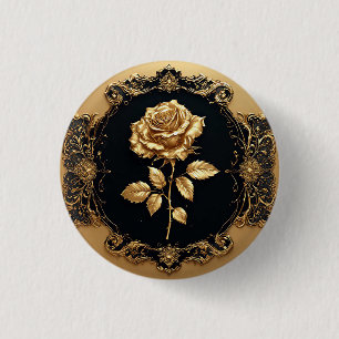 Gouden Roos Kunstwerk met Sierlijk Decoratie-eleme Ronde Button 3,2 Cm
