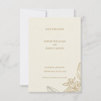 Gouden Roos Lijn Kunst Luxe Trouw Save The Date