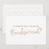 Gouden Roos met de tekst "Will you be my bridesmai Kaart (Voorkant / Achterkant)