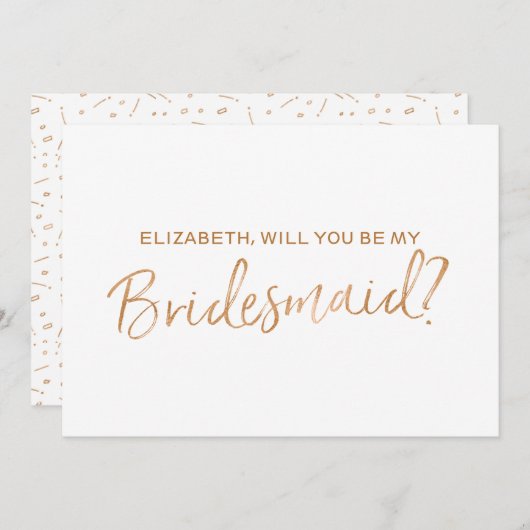 Gouden Roos met de tekst "Will you be my bridesmai Kaart (Voorkant / Achterkant)
