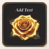 Gouden Roos met gloeiende grenzen Kartonnen Onderzetters (Voorkant)