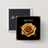Gouden Roos met gloeiende grenzen Vierkante Button 5,1 Cm (Voorkant /achterkant)