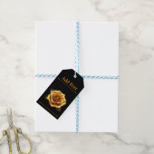 Gouden Roos met Gloeiende Randen Cadeaulabel (Met Touw)