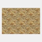 Gouden Roos met reliëf en sierpatroon van blad Inpakpapier Vel (Voorkant 3)
