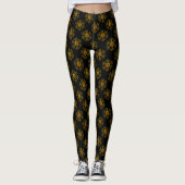 GOUDEN ROOS MET ROOD RUBY Zwart Patroon Leggings (Voorkant)