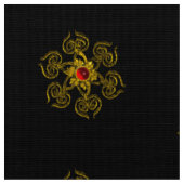 GOUDEN ROOS MET ROOD RUBY Zwart Patroon Stof (Close Up)