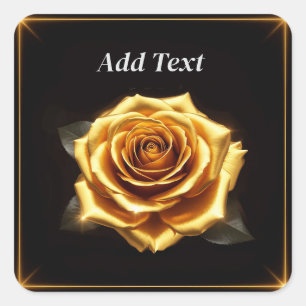 Gouden Roos met Stralende Elegantie Romantisch Cad Vierkante Sticker