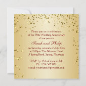 Gouden roos op rood, confetti 50ste verjaardag kaart (Achterkant)