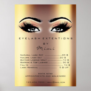 Gouden Roos perzik make-up artiest Eyes Lashes Pri Poster