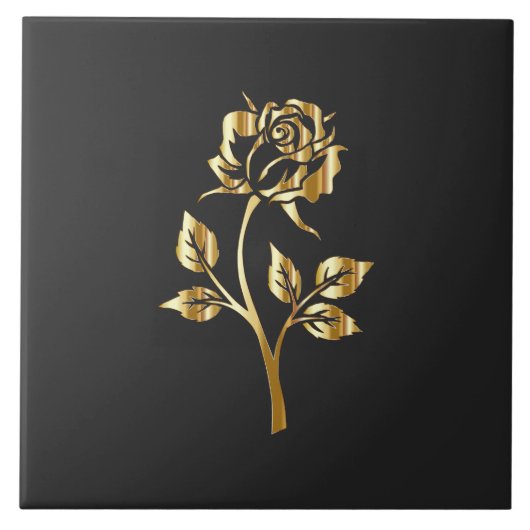Gouden Roos Silhouet Tegeltje (Voorkant)