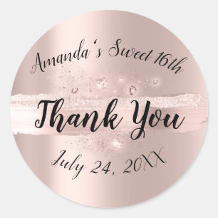 Gouden Roos Strepen Dank Je Sweet 16 Trouw Sho Ronde Sticker