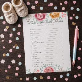 Gouden Roos Woord Door Elkaar Baby Shower Spel Notitieblok
