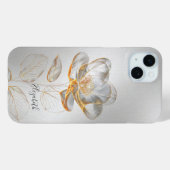 Gouden Roos Zilver Naam Toevoegen Case-Mate iPhone Case (Achterkant (horizontaal))