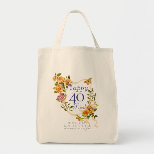 Gouden Rooslint 40e Verjaardag Tote Bag (Voorkant)