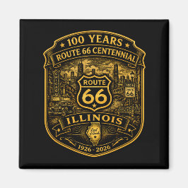 Gouden Route 66 Illinois Eeuwfeest 100 Jaar Magneet