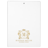 Gouden Royal Crest Crown Scrolls Monogram Klembord (Achterkant)