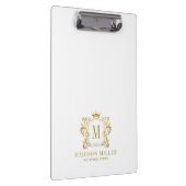 Gouden Royal Crest Crown Scrolls Monogram Klembord (Rechts)