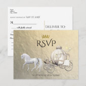 Gouden Royal Princess Storybook Carriage RSVP Uitnodiging Briefkaart (Voorkant / Achterkant)