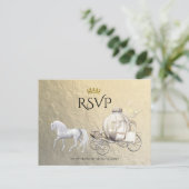 Gouden Royal Princess Storybook Carriage RSVP Uitnodiging Briefkaart (Staand voorkant)