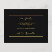 Gouden Roze Abstracte Waterverf Be My Bridesmaid Uitnodiging Briefkaart (Achterkant)