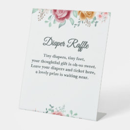 Gouden Roze Baby Shower Luier Raffle Reclamebord Met Voetstuk