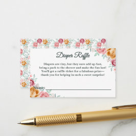 Gouden Roze Baby Shower Luierkaart Informatiekaartje