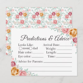 Gouden Roze Baby Shower Voorspellingen & Advieskaa Advieskaart