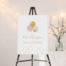 Gouden & Roze Ballonnen | Meisje 1e Verjaardag Wel