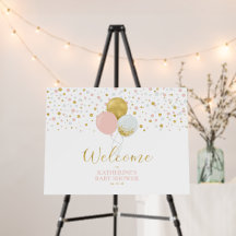 Gouden & Roze Ballonnen Moderne Baby Shower Welkom